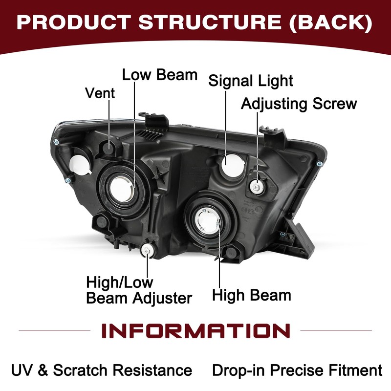 JSBOYAT Headlight Assembly Replacement for 2007 2008 2009 2010 2011