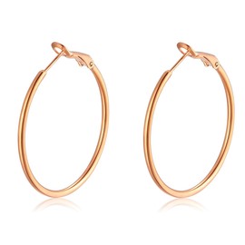 Candyfancy Hoop Earrings gold silver Plated for Women Girls Fashion Round Loop Circle Huggie Hoops Earrings 30mm 40mm 50mm 60mm Silver Gold Rose Gold Black Stainless Steel