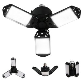 LED Garage Light, 80W 8000 Lumen Ceiling Lights with 3 Adjustable Panels, 6500K Daylight Light Bulb Fixture LED Lights for Garage, Workshop