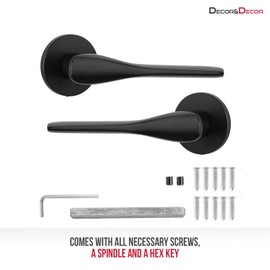 Decoranddecor Black Door Handles Internal – Aluminium Matt Black Door Handle Sets for Wooden Interior Doors | Internal Door Handles with Mortice Latch | Verita Range