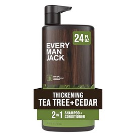 Every Man Jack 2-en-1 Champú + Acondicionador de Árbol de Té y Cedro - Engrosar, Limpiar e Hidratar el Cabello con Coco, Aloe, Aceite de Árbol de Té -