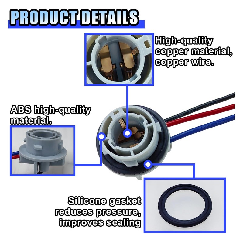 2PCS 1157 LED Bulb Socket Plug, Turn Signal, Brake Light,