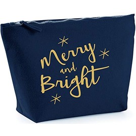 Hippowarehouse Merry and bright christmas printed make up cosmetic wash bag 18x19x9cm