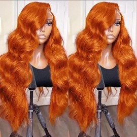 DliliBoon Wear And Go Orange Colored 9x6 Glueless Lace Wigs Human Hair Pre Cut For Beginners Ginger Body Wave Lace Front Wigs Human Hair For Women HD Lace Closure Colored Glueless Wig