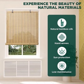 Bamboo Blinds for Interior Windows, Easy to Install Bamboo Shades for Indoor Windows, Custom Roller Shades for Indoor Window and Outdoor Patio, 23" W x 48" H