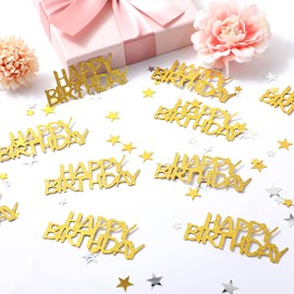 200 pcs Gold Happy Birthday Confetti Gold Table Decorations for Birthday Parties Gold Table Confetti Table Scatter Confetti for Festive Celebrations