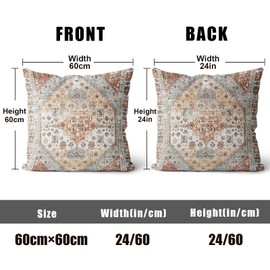PHZZL Pack of 2 Soft Decorative Cushion Covers 60cm x 60cm Square Throw Pillow Case Bohemian Style Pillowcases for Sofa Bedroom Outdoor Patio Garden Blue/Grey with Invisible Zipper 24 x 24 Inch