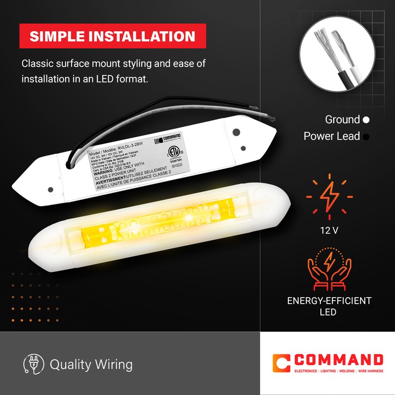 Command Electronics 12V LED Exterior Extruded Porch Light – Surface