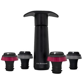 Manual vacuum pump with sound indicator, includes 4 stoppers with date display.