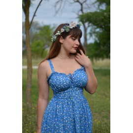 Scarlet Darkness Womens Sundress Summer Floral High Waist Maxi Beach Dresses Blue Floral XL