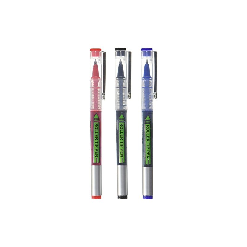 BAZIC Dayton Rollerball Pen with Metal Clip, Assorted, 3 Per