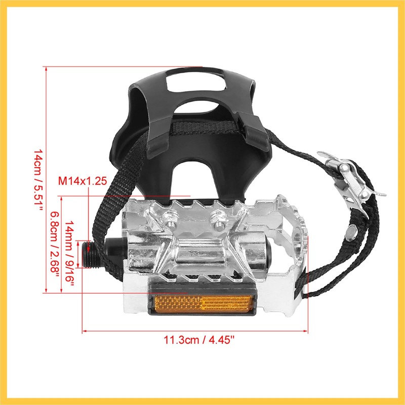 REPAIROCK Pair Bicycle Pedals with Toe Clip Foot Strap Reflective