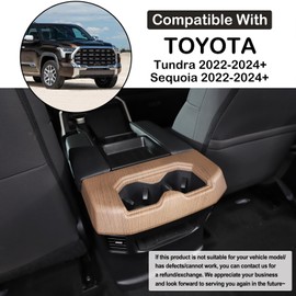 Aunginsy Car Rear Seat Central Armrest Cup Holder Cup Trim Frame Cover Compatible with Toyota Tundra/Sequoia 2022-2023 Car Back Center Console Water Cup Holder Decorative Sticker Interior Accessories