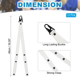 PATIKIL Pom Pom Holder for Backpack Cheer,2 Pcs Adjustable Cheer Bow Holder Pom Poms Strap Lanyard Storage for Cheerleading Accessories Teen Sports, White