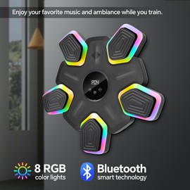 SHGUMITE Music Boxing Machine with Parent-Child Gloves, Smart Bluetooth Boxing Trainer with 8 RGB Training Lights, Boxing Machine Wall Mounted Music for Home, Office, Gym