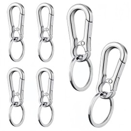 6pcs Keychain Clip Key Ring, Ai-OUMLEEF Metal Keychain Holder,Heavy Duty Carabiner Keychain Quick Release Hooks Key Clip,for Hanging Backpack, Travel, Camping(Silver)