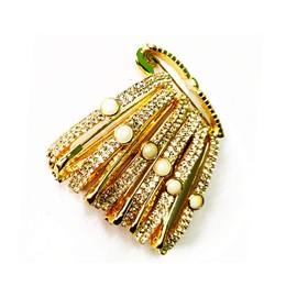 Pin decorativo de sari dorado con diamante blanco, pin de seguridad decorado con diamantes, juego de 12