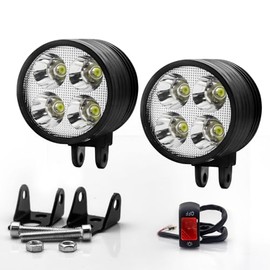 2PCS Motorcycle Spotlights,Universal Motorcycle Fog Driving Lights 12V 24V Auxiliary Lights 4LED Bicycle Headlight/Bike Light with ON/OFF Button Switch