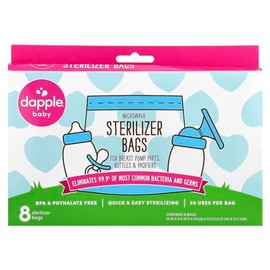 Dapple - Bolsas esterilizadoras para biberones de microondas, 8 unidades, paquete de 1