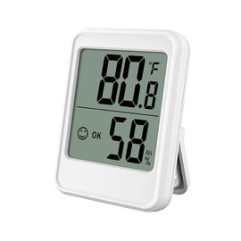 Hsthe Sea Thermometer Hygrometer Mini LCD Thermometer Humidity Monitor with Comfort Symbol for Indoor Baby Room, Greenhouse Air Conditioning in Warehouse (White)