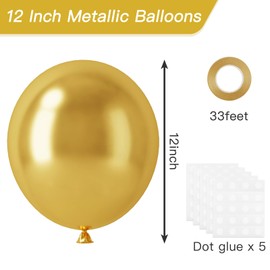 RUBFAC 120pcs Gold Balloons 12 Inches Chrome Metallic Balloons, Metallic Gold Balloons for Graduation Anniversary Wedding Party Supplies Garland Arch Decoration