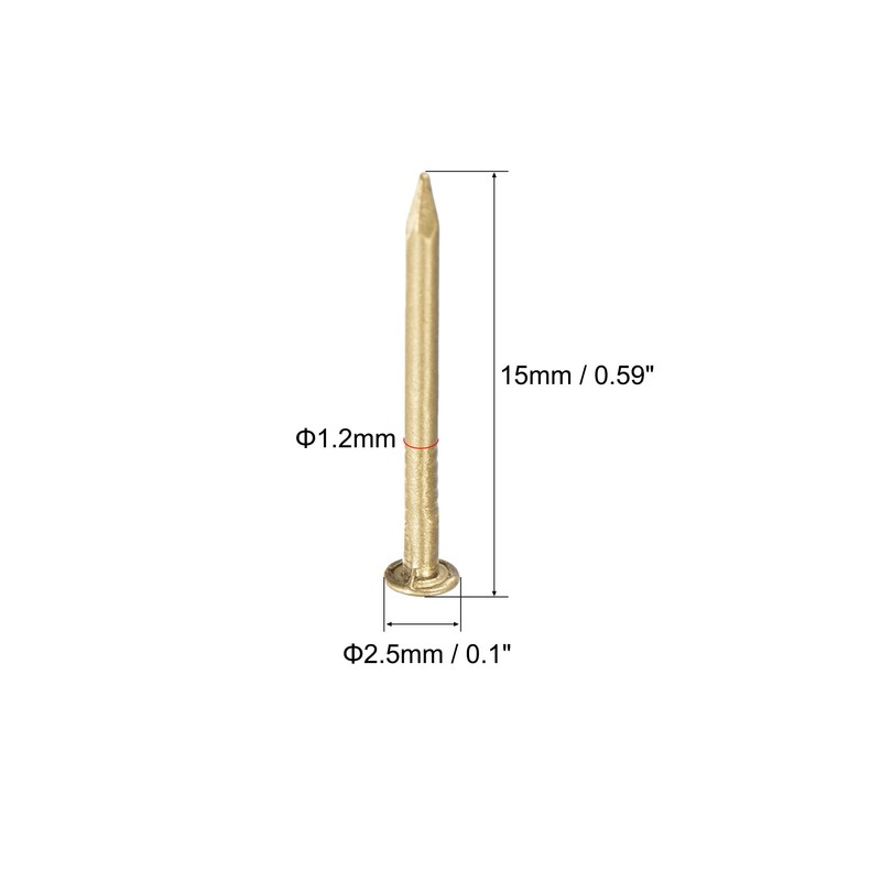 sourcing map Small Tiny Brass Nails 1.2x15mm for DIY Decorative
