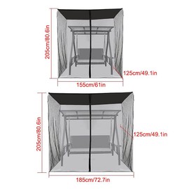 Patio Swing Mosquito Netting Polyester Mesh Screen with Zipper Opening Outdoor Swing Chair Mosquito Net for Patio (3-Seater Chair Size)