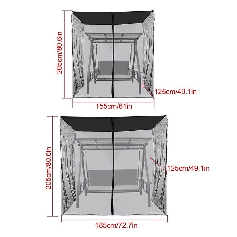 Patio Swing Mosquito Netting Polyester Mesh Screen with Zipper Opening