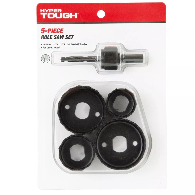 HYPER Tough 5 Pc Hole Saw Set 3/8" Arbor Carbon