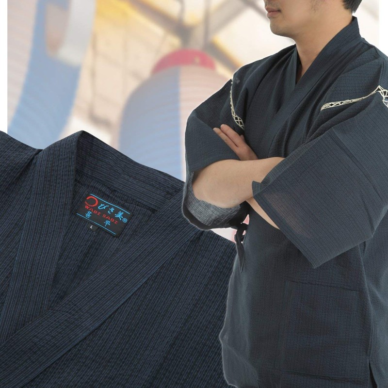 Edo-Ten Men’s Jinbei Shijira Weave Cool Summer 100% Cotton Printed