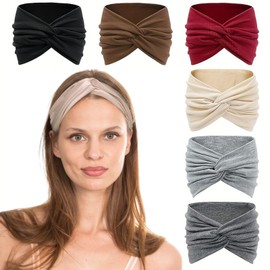 6 Pcs Wide Headbands for Women,Hair Bands for Women's Hair Elastic Head Bands Adult Women,Ladies Headbands Head Scarf Yoga Sports Hair Accessories for Womens Hair Bands Accessories (Color, One Size)