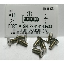 AmericanIntegratedSupply.com #10-24x1/2 Undercut Flat Head Phillips Machine Screws Stainless Steel (50)