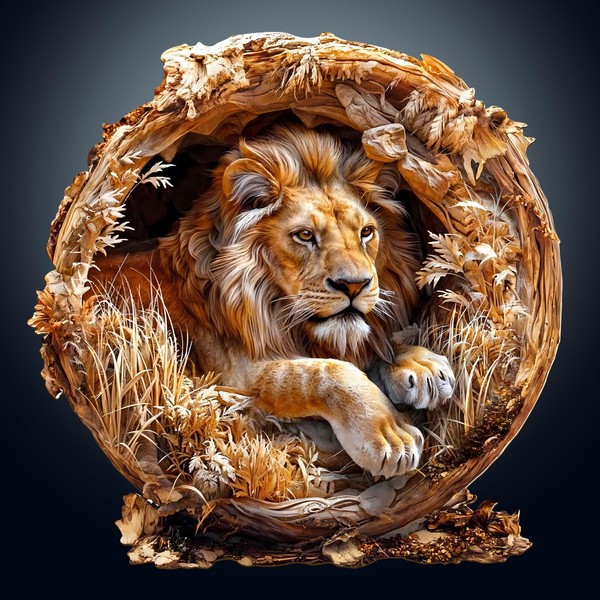 Wooden Puzzles for Adults, 3D Vision Effect Lion King Wooden