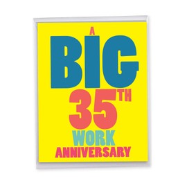 NobleWorks - Humorous 35th Milestone Anniversary Greeting Card From Us 8.5 x 11 Inch with Envelope (1 Pack) Big, Jumbo 35 Years At Work J8254MAG-WA-US