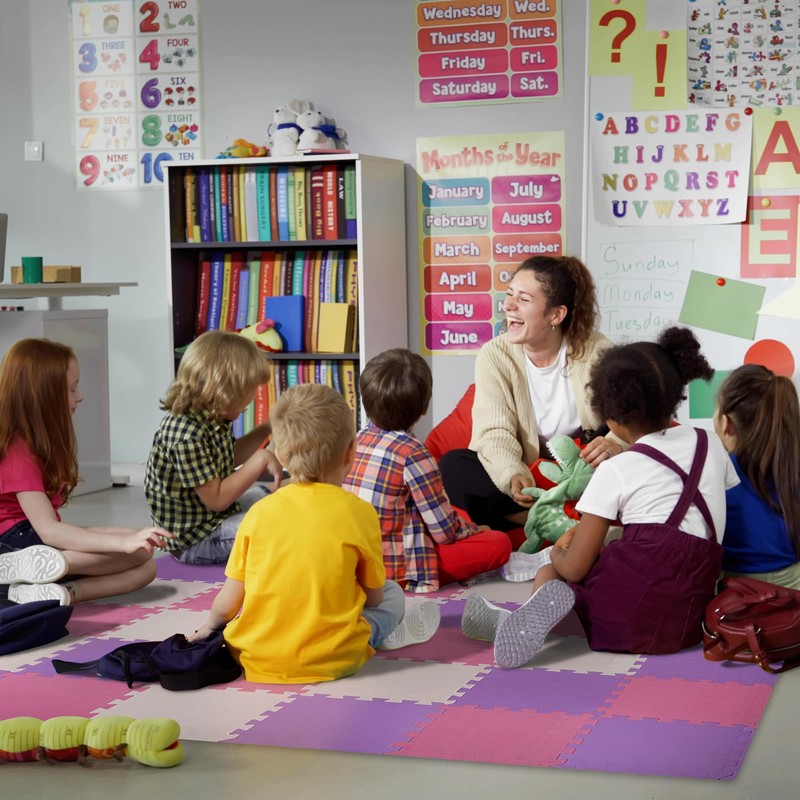 BalanceFrom 16-Pack 12x12 Inches EVA Interlocking Foam Play Tile Mat,