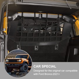 Jimen Compatible with Ford Bronco 4 Door 2021-2023, Backseat Dog Barrier Pet Divider Trunk Cargo Net