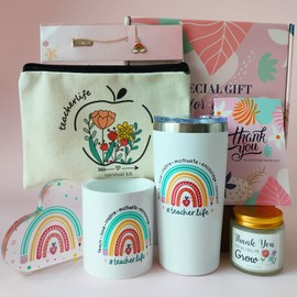 Cefanty Teacher Appreciation Gifts,Teacher Gifts for Women 20 OZ Teacher Tumbler Thank You Basket Box for Christmas Birthday Teachers Day