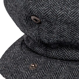 JANGOUL Men Wool Blend 8 Panel Newsboy Cap Tweed Cabbie Hat Snap Brim (Herringbone Grey, 7 1/8)