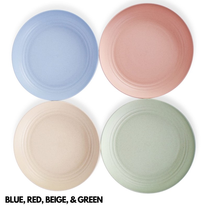 Hooper Skies 4 Pack Wheat Straw Plates - Unbreakable Plates