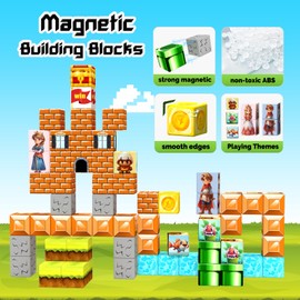 Magnetic Blocks-Building Toys Games Elements,Creative Montessori Sensory Toddlers Toys,Magnet Toys for Boys & Girls Ages 3-5 5-7 8-10,Fun Birthday Gift for 3+ Years Old