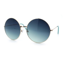 Classic Oversize Joplin Style Hippie Round Circle Lens Sunglasses Gold Blue Smoke