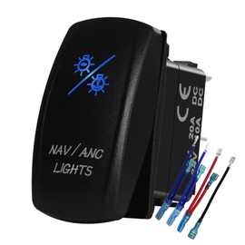 BACAUTOPARTS Blue Led Navigation Light Anchot Light Rocker Switch 7Pin ON-Off-ON Nav/ANC Light Toggle Switch for Marine Boat Ship Vessel Fishing Boat 12V 24V