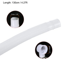 sourcing map Bathtub Drain Pipe Expandable Sink Drain 130cm Tubing Flexible Drainage Hose for Bathroom Shower, White Pack of 1