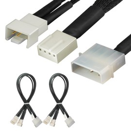 J&D 4 Pin Molex to Fan Power Splitter Cable 2Pack, for 4 Pin PWM Computer Case Cooling Fans, 12 inch/30 cm