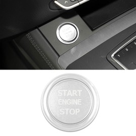 QZTYTY Car Push Start Button Cover, Ignition Switch Button, Engine Push Start Stop Button Cover Trim, Universal Car Accessories Start Stop Button Cover Compatible with A4 LA5 A6 LA7 Q5 Q7 (Silver)