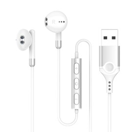 Earphones, Microphone, USB Wired Headset, 6.5 ft (2.3 m), Earphones with Microphone, Calls, Volume Control, HIFI Sound, Telework, Web Conferencing, Zoom PC, Gaming Earphones, Compatible with Desktops,