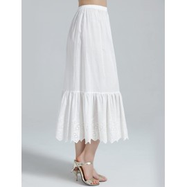 BEAUTELICATE Half Slip Skirt Extender 100% Cotton Vintage Underskirt with Lace Embroidery