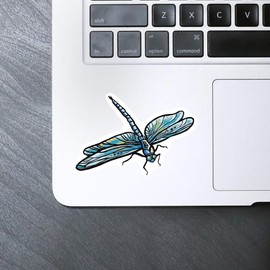 Medium 100mm 'Blue Dragonfly' Permanent Sticker Decal for Cars/Windows/Bins/Walls etc (DW00106105)
