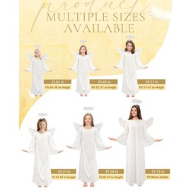 Toulite 3 Pcs Angel Costume for Woman Girls White Angel Gown with Headband and White Wing Nativity Costume for Christmas(23.62 Inches)