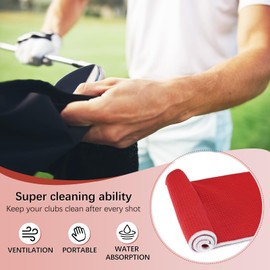 TIXIPEM 24 in x 16 in Golf Towel - Tri-Fold Microfiber Waffle Pattern Golf Towel Portable Strong Water Absorption with Lock Clip Use for Cleaning Ball & Ball Club & Bag - [Red]